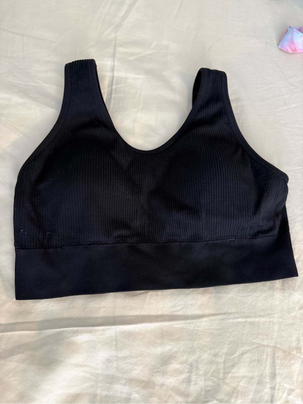 aerie Black Ribbed Scoop Sports Bra